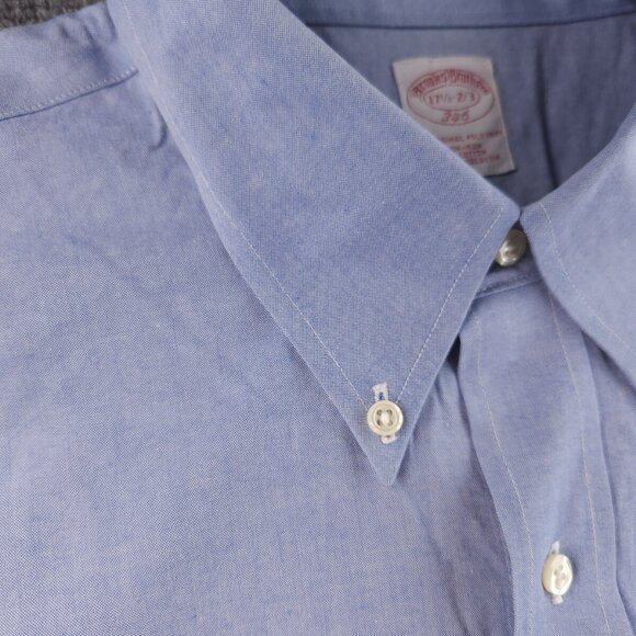 Brooks Brothers Button-Down 17.5 2/3 Regular Cotton Non-Iron Blue Long Sleeve - Picture 7 of 15